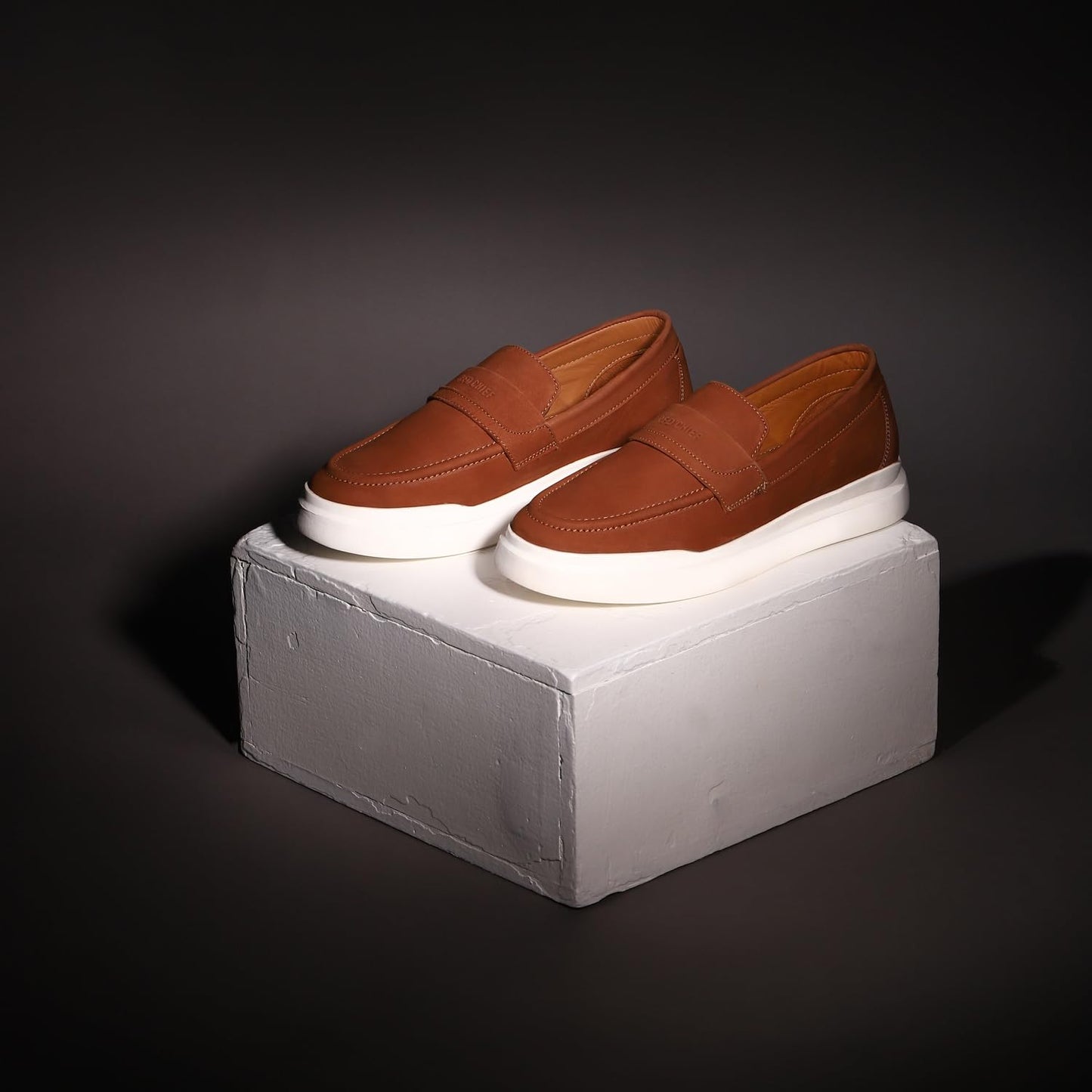 Red Chief Brown Leather Slip on Sneakers for Men