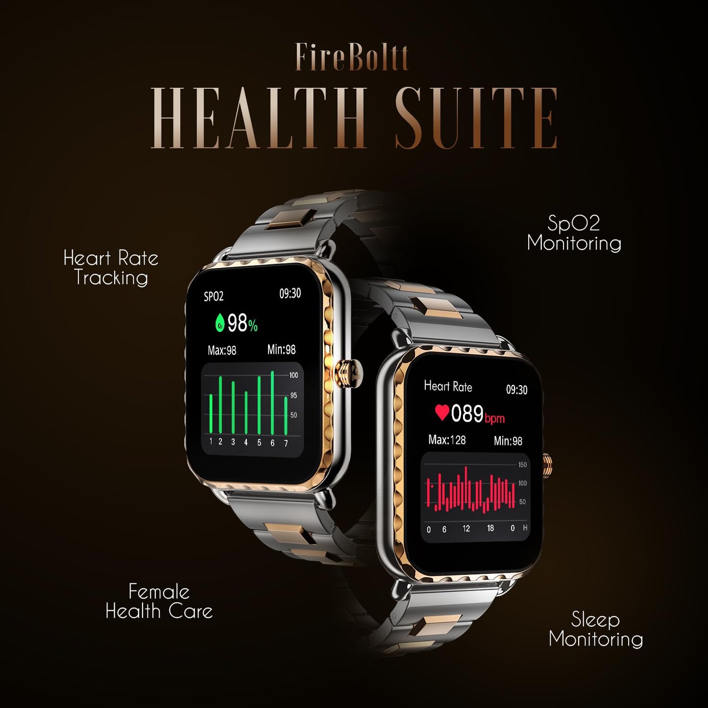 Fire-Boltt Jewel, Luxury Stainless Steel Smart Watch with a 1.85" Display Boasting 320x386 Resolution and 600 NITS Brightness, 60 HZ Refresh Rate, 120 Sports Modes, IP67 Rating
