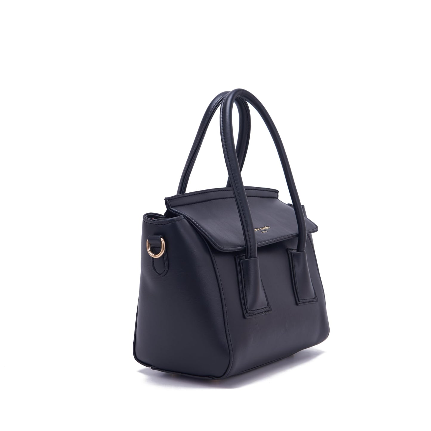 Pierre Cardin PU Leather Satchel Bag For Women | Ladies Smart Handbag for Office & Casual Use With Deatchable Shoulder Strap | Includes One Pouch Inside, Black