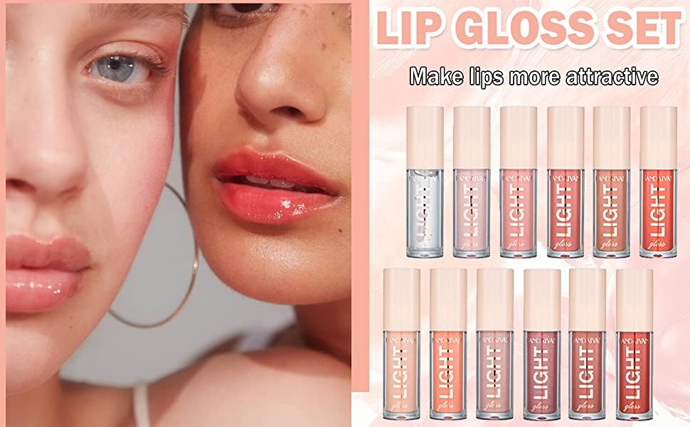 HANDAIYAN LIP GLOSS FOR WOMEN - 6 Shades of Nude Lip Gloss Lip Plumping LipGloss Lip Oil Transparent Clear Moisturizing Liquid Lipstick for Women and Girls (GLOSS A+B)