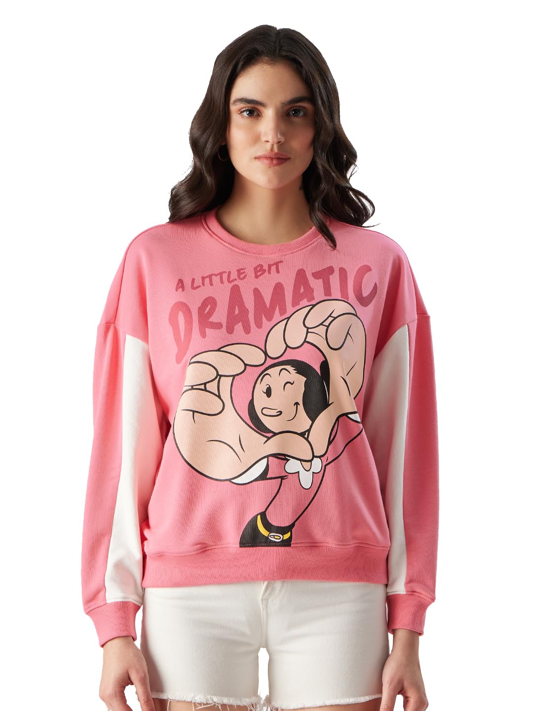 The Souled Store Official Olive OYL: Little Bit Dramatic Women Oversized Sweatshirts