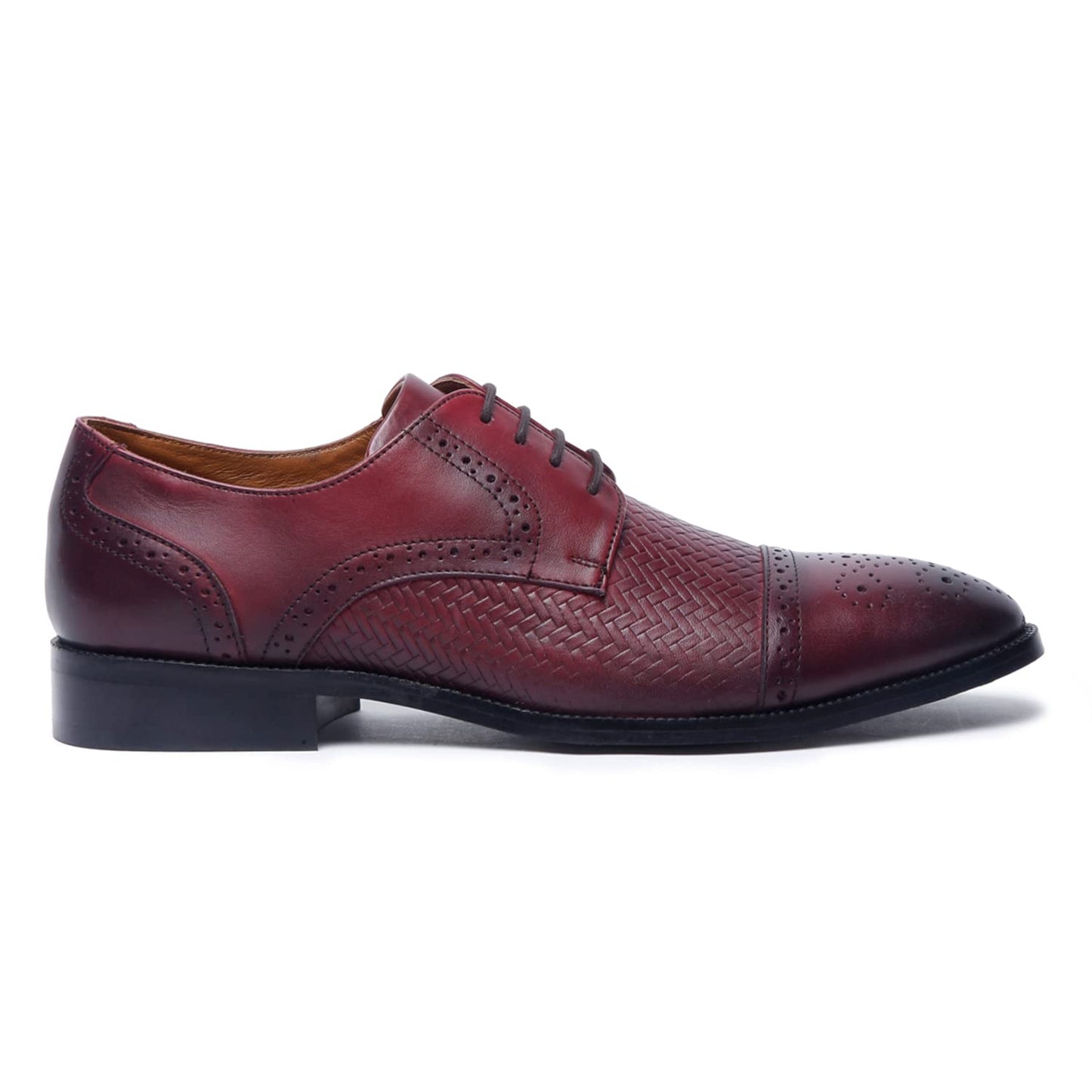 LOUIS STITCH Men's Rosewood Maroon Italian Leather Oxford Formal Shoes Handmade Stylish Slipon Shoes for Men (Britain WEOXRW) (Size- 9 UK)