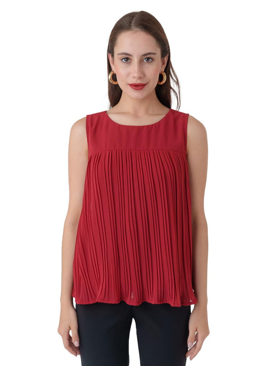 Zink London Women's Red Solid Flared Top
