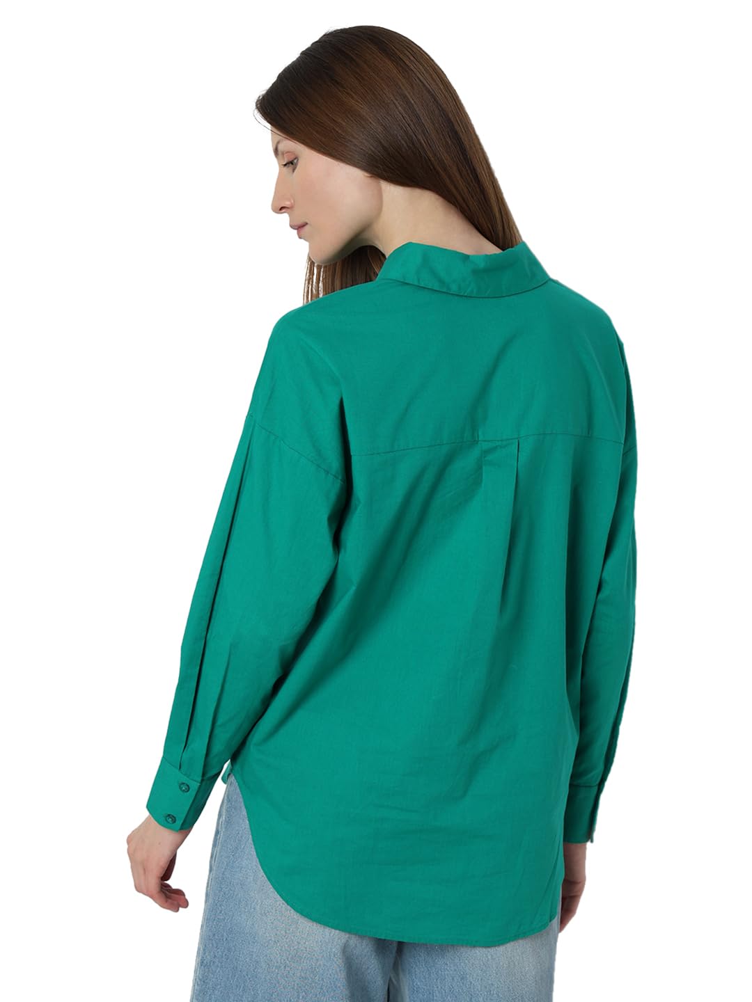 VERO MODA Women's Solid Regular Fit Shirt (296899302-Pepper Green_Pepper