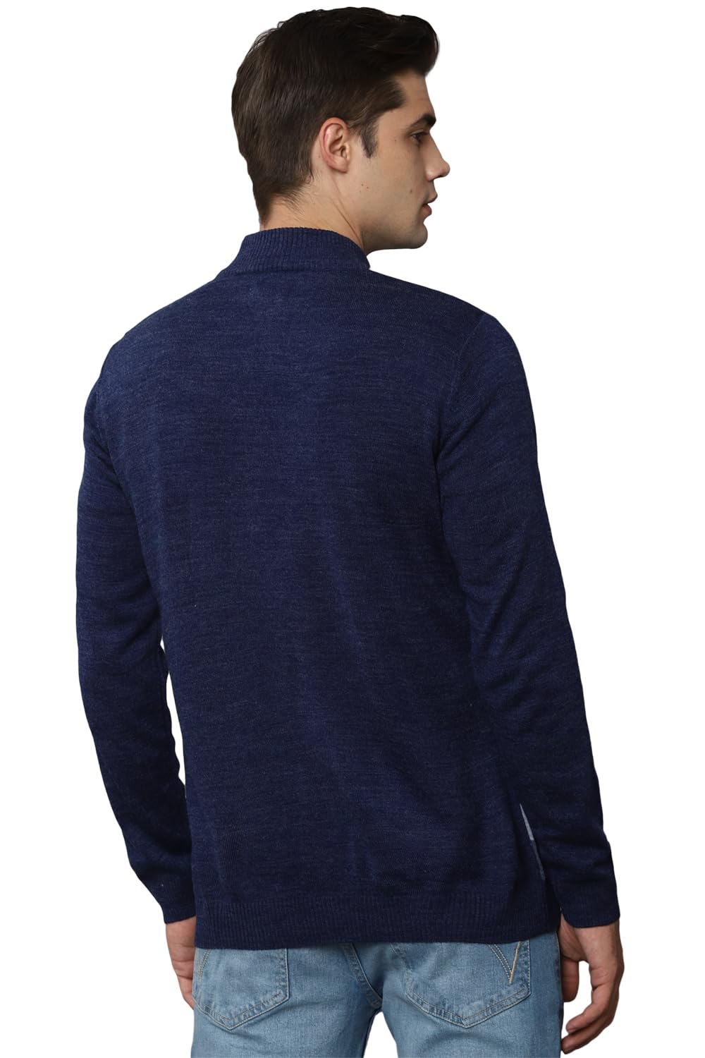 Allen Solly Men Acrylic Casual Pullover Sweater (ASSWSYRGFC44821_Navy