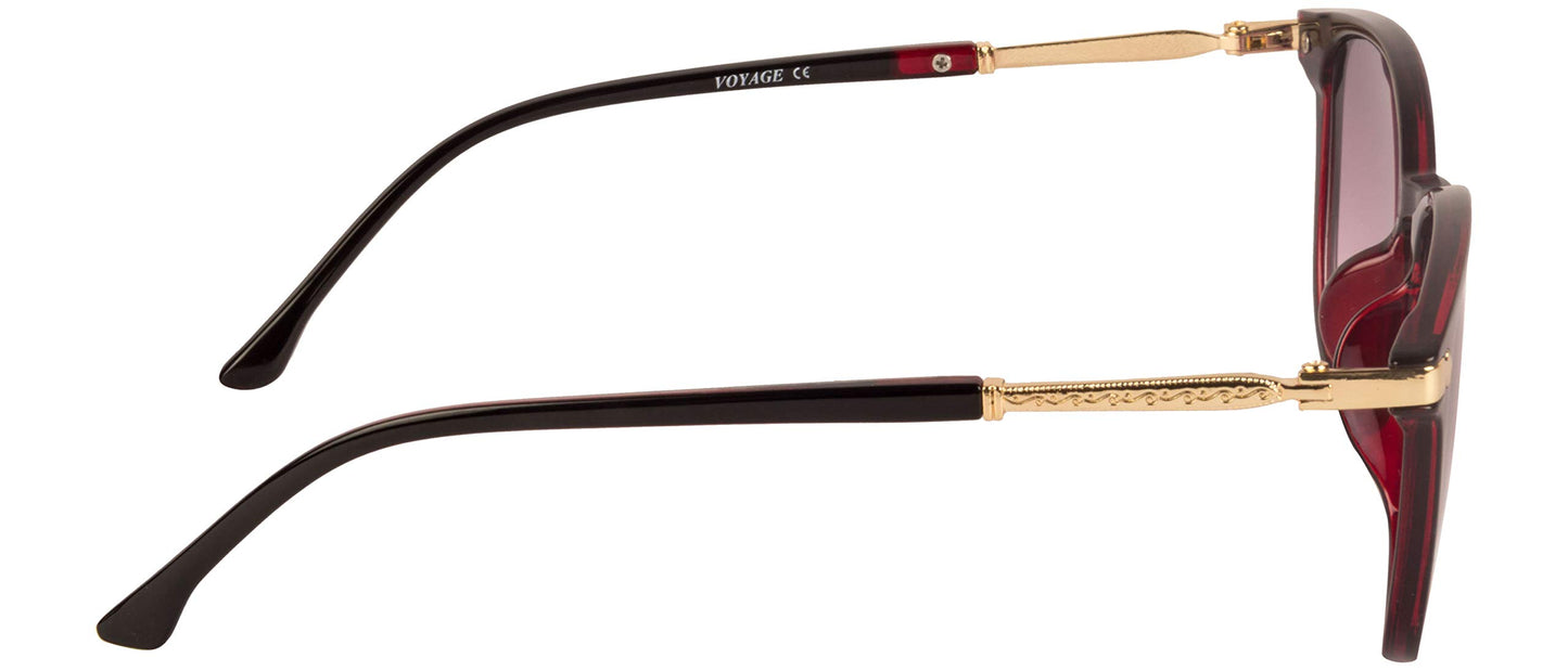 Voyage UV Protected Rectangular Women Sunglasses - (A3046MG3185 | Grey & Red Lens | Black Frame)