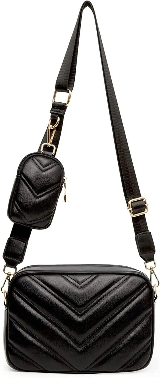 ADISA Women's Girls Cross Body Sling Bag with Pouch (SL5127_Black)