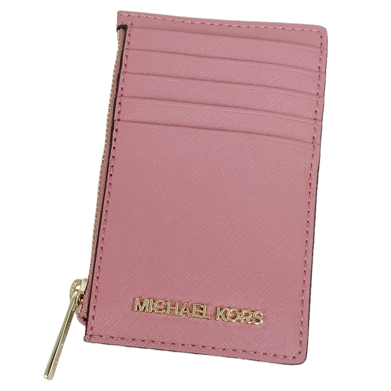 Michael Kors Jet Set Travel Medium Top Zip Card Case Wallet Coin Pouch Rose Pink