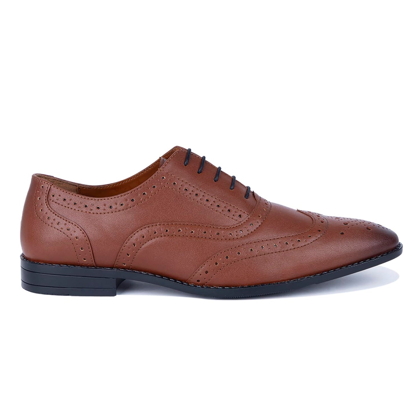 LOUIS STITCH Men's American Tan Wingtip Brogue Style Comfortable Formal Shoes Lace Up Shoe for Men (RGBG-) (Size- 11 UK)