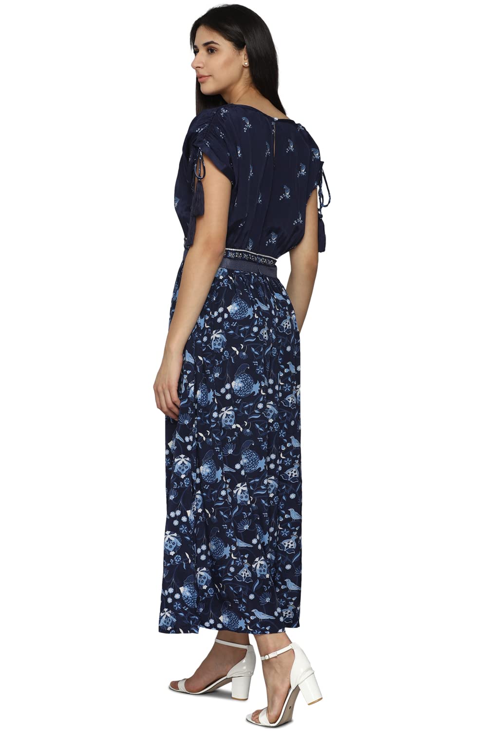 Allen Solly Women's Viscose Classic Maxi Dress (Navy)