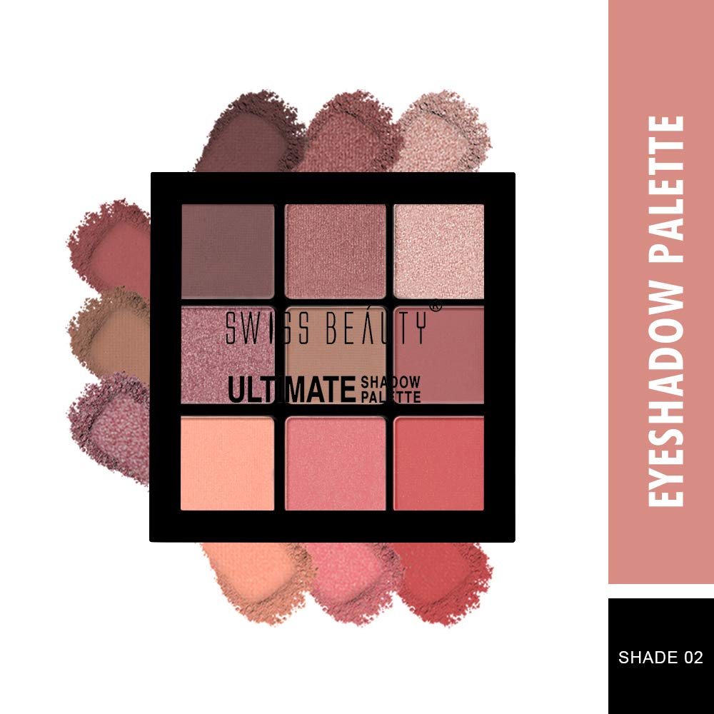 Swiss Beauty Ultimate 9 Pigmented Colors Metallic Finish Eyeshadow Palette, Multicolor - 06, 6g & Ultimate 9 Pigmented Colors Semi-Matte Finish Eyeshadow Palette, Multicolor - 02, 6g