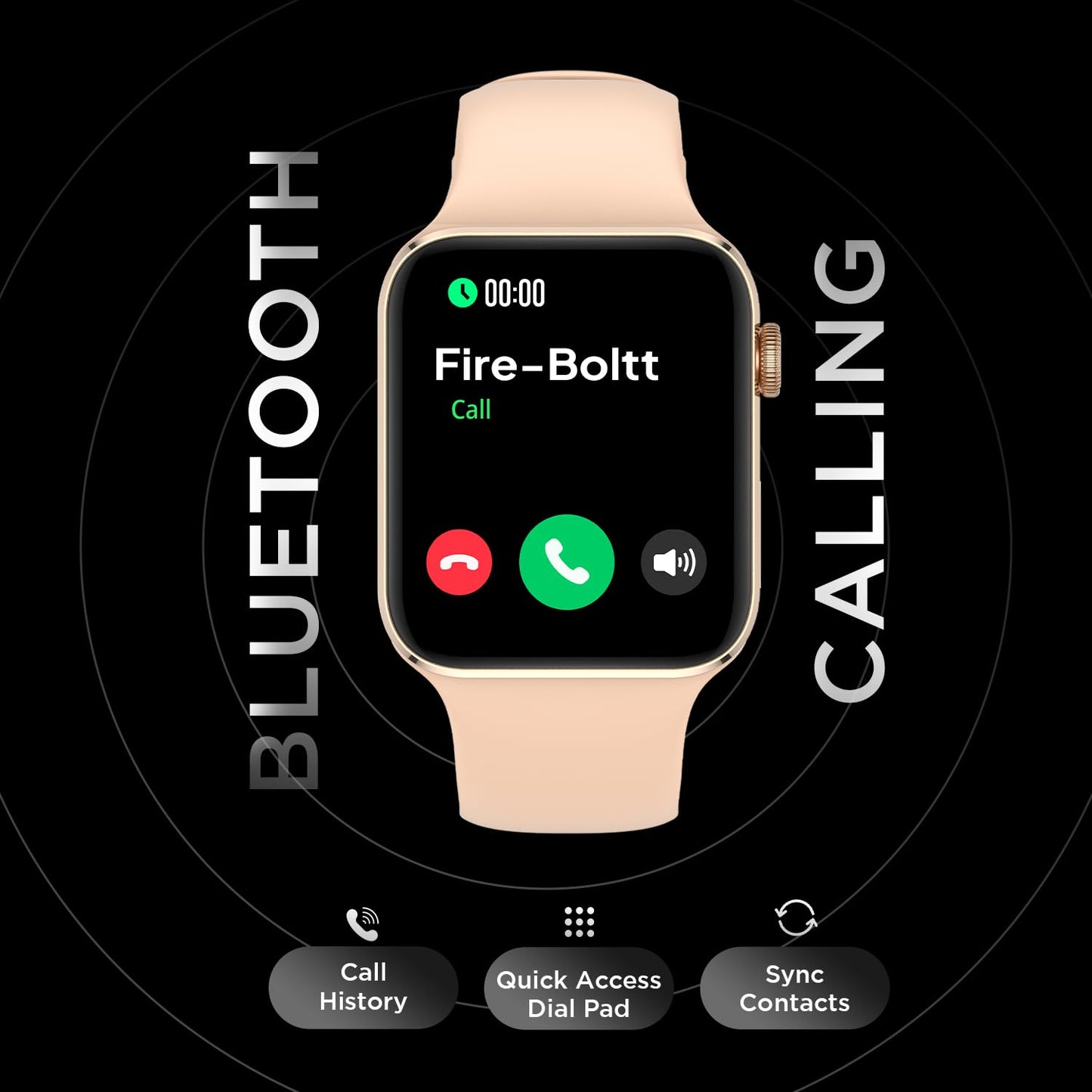 Fire-Boltt Visionary 1.78" AMOLED Bluetooth Calling Smartwatch with 368 * 448 Pixel Resolution, Rotating Crown & 60Hz Refresh Rate 100+ Sports Mode, TWS Connection, Voice Assistance (Gold)