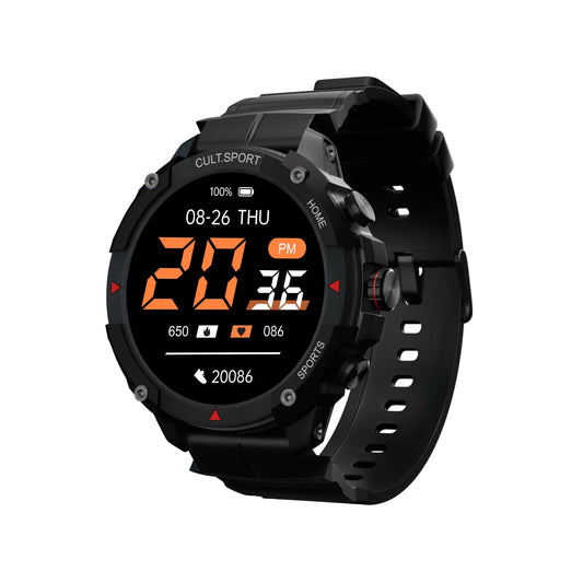 Cultsport Ranger Xr 1.43" Amoled Outdoor Rugged Smartwatch for Men, 850 Nits, Always On Display, Bluetooth Calling, 420Mah Battery, Sports Recognition, Health Tracking, Round Digital Watch, Black