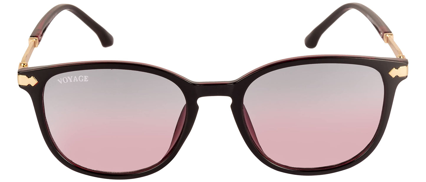Voyage UV Protected Rectangular Women Sunglasses - (A3046MG3185 | Grey & Red Lens | Black Frame)