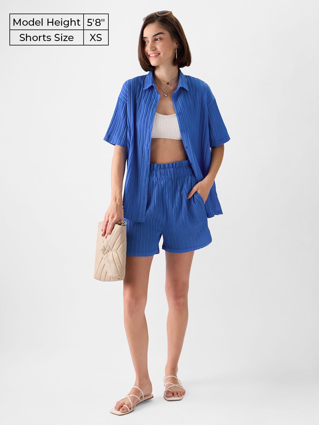 The Souled Store Solids: Blue Jasper Polyester Blue Women Shorts