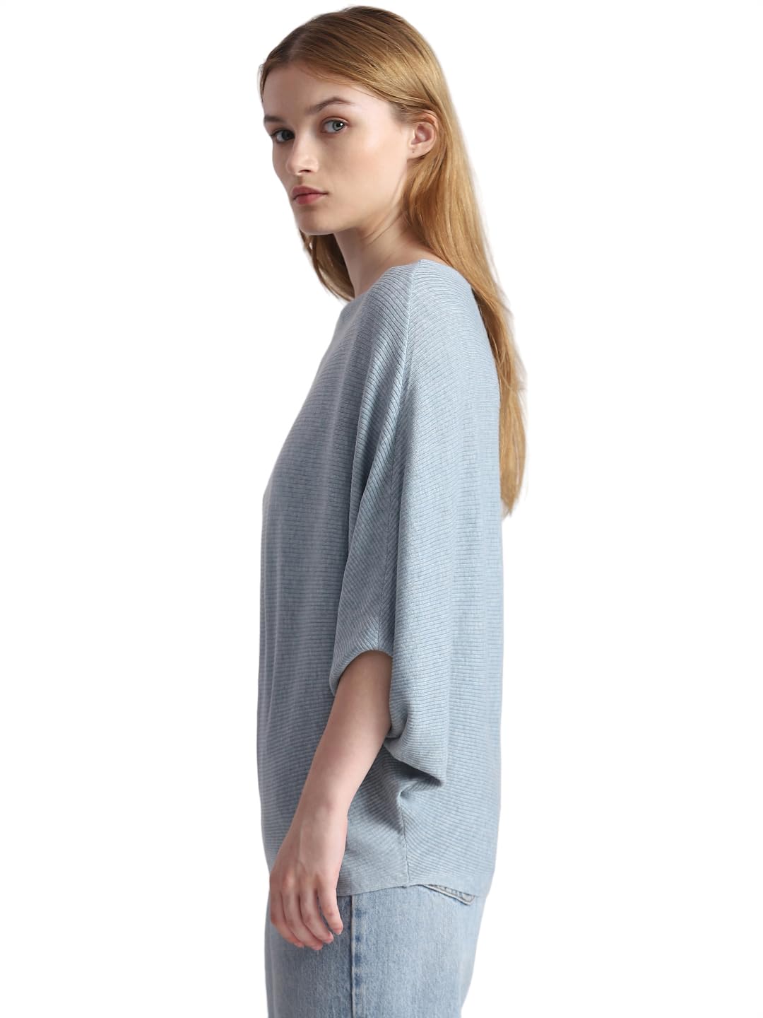 Only Women's Polyester Blend Round Neck Blue Pullover_X-Large