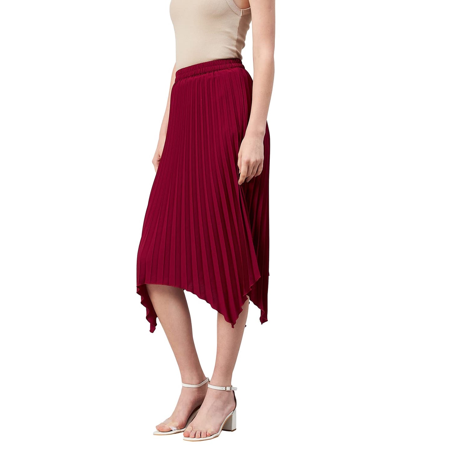 Marie Claire Women Casual Maroon Colour Solid A-Line Skirt