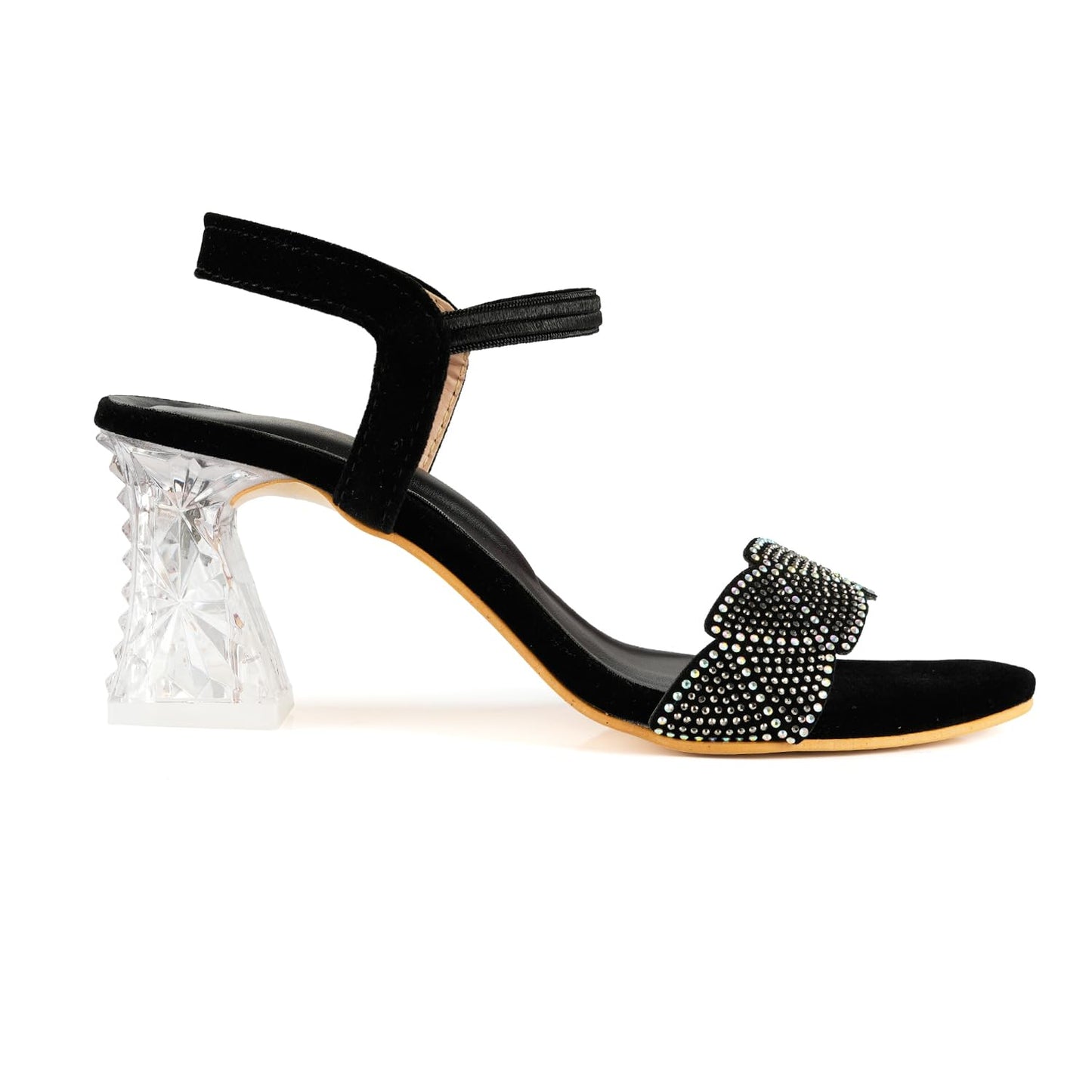 MOSAC Women's Block Heels Fashion Sandals Wedding Sandals for Women & Girls (Black)