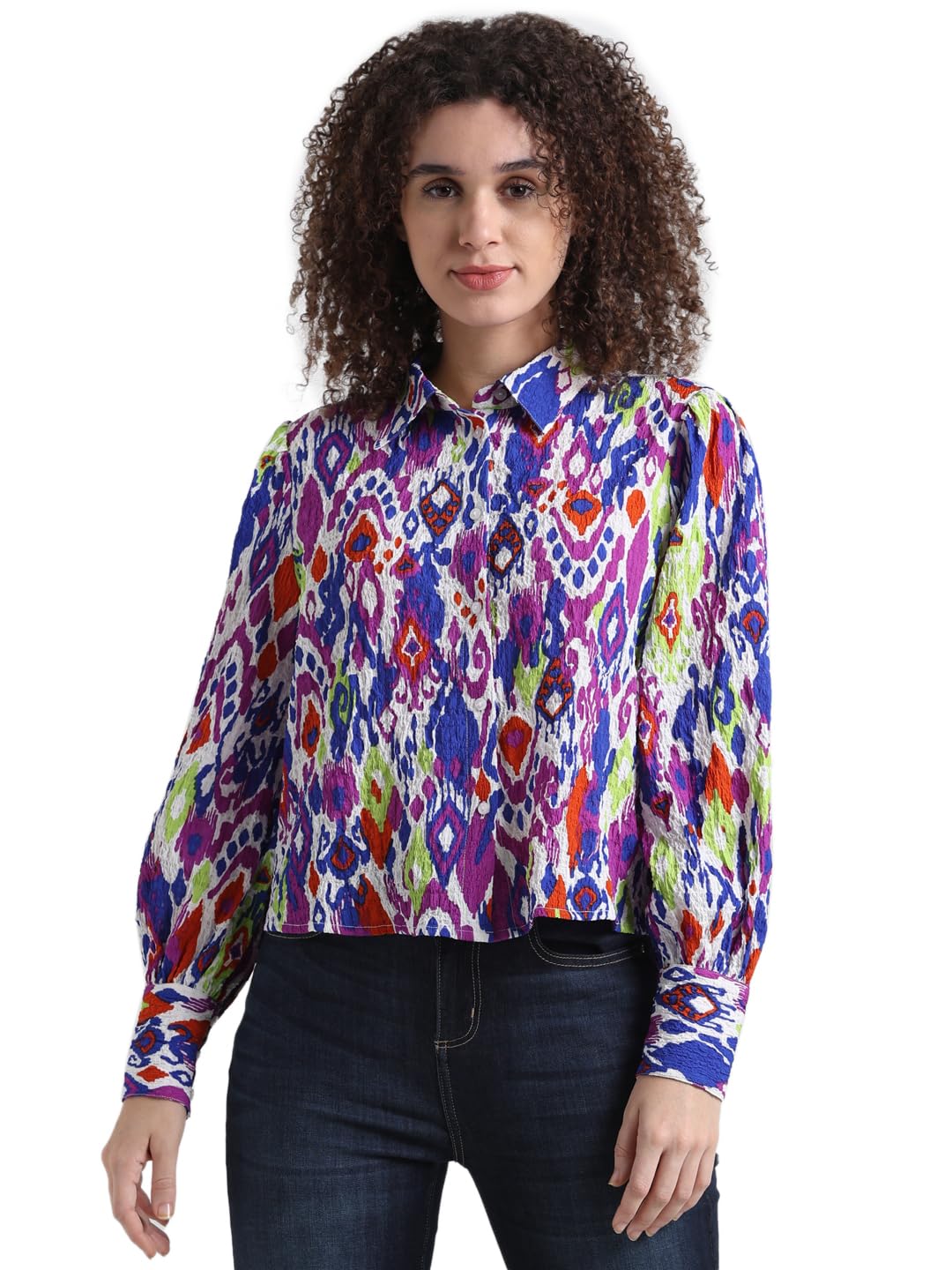 ONLY Women's Slim Fit Shirt (15333585-Princess Blue_Princess