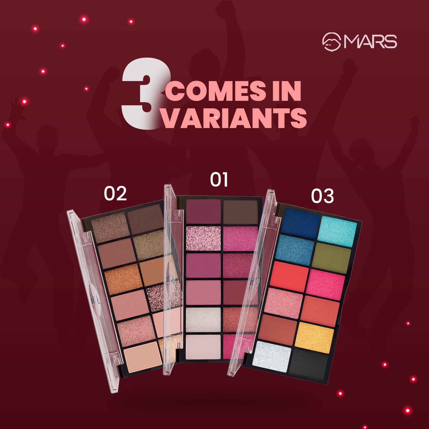 MARS 12 Shades Dance of Joy Eyeshadow Palette | Highly Pigmented and Blendable | Multicolor | Matte and Shimmer Finish 01-Multicolor (13.2g) (Shade-03)