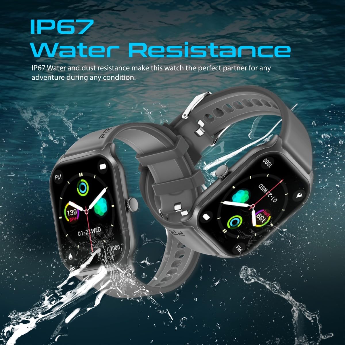 Promate Xwatch-B2 Smartwatch with 2.01” Ultra Large Display, BT Calling, 15 Days Battery Life, 123+ Sports Mode, IP67 Water Proof, Smart Notification, Real-time HR Monitor, 200+ Watch Faces (Graphite)