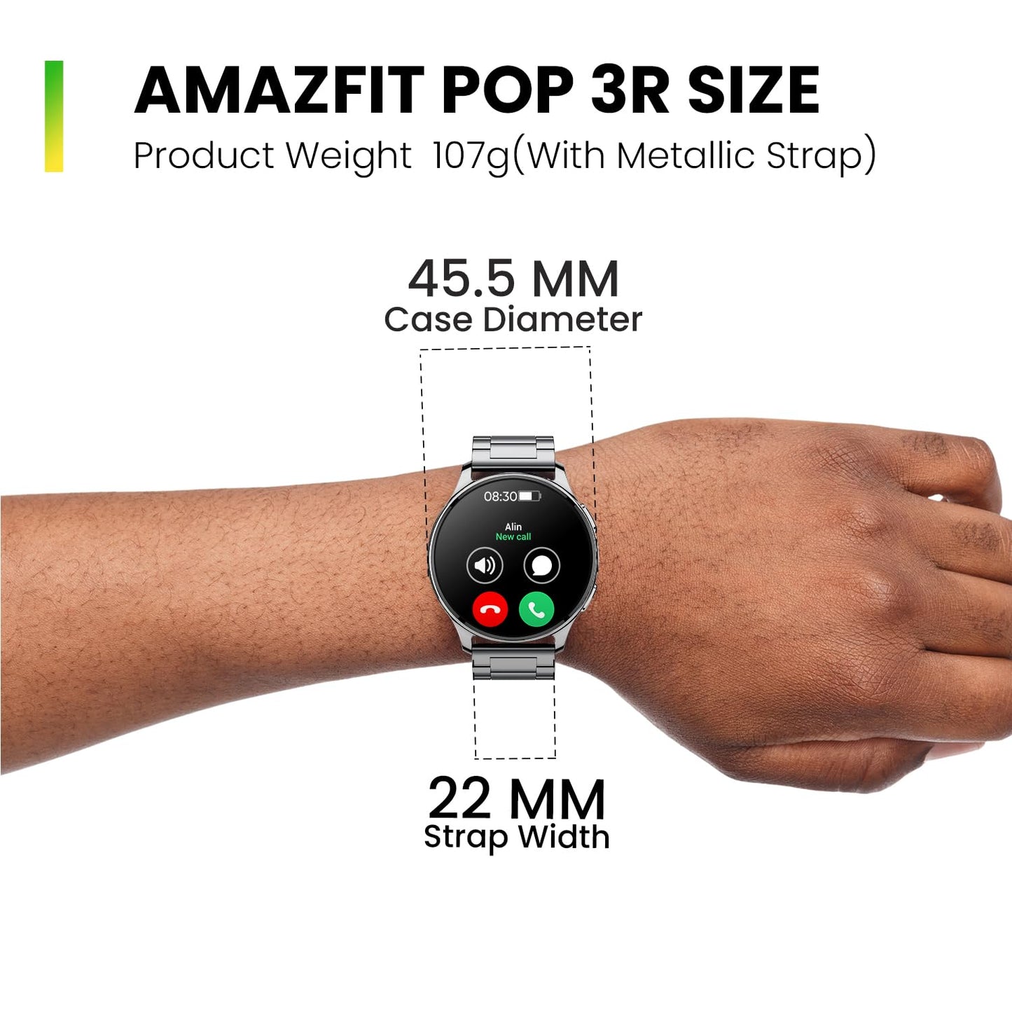 Amazfit Pop 3R Smart Watch (Metallic Sliver)