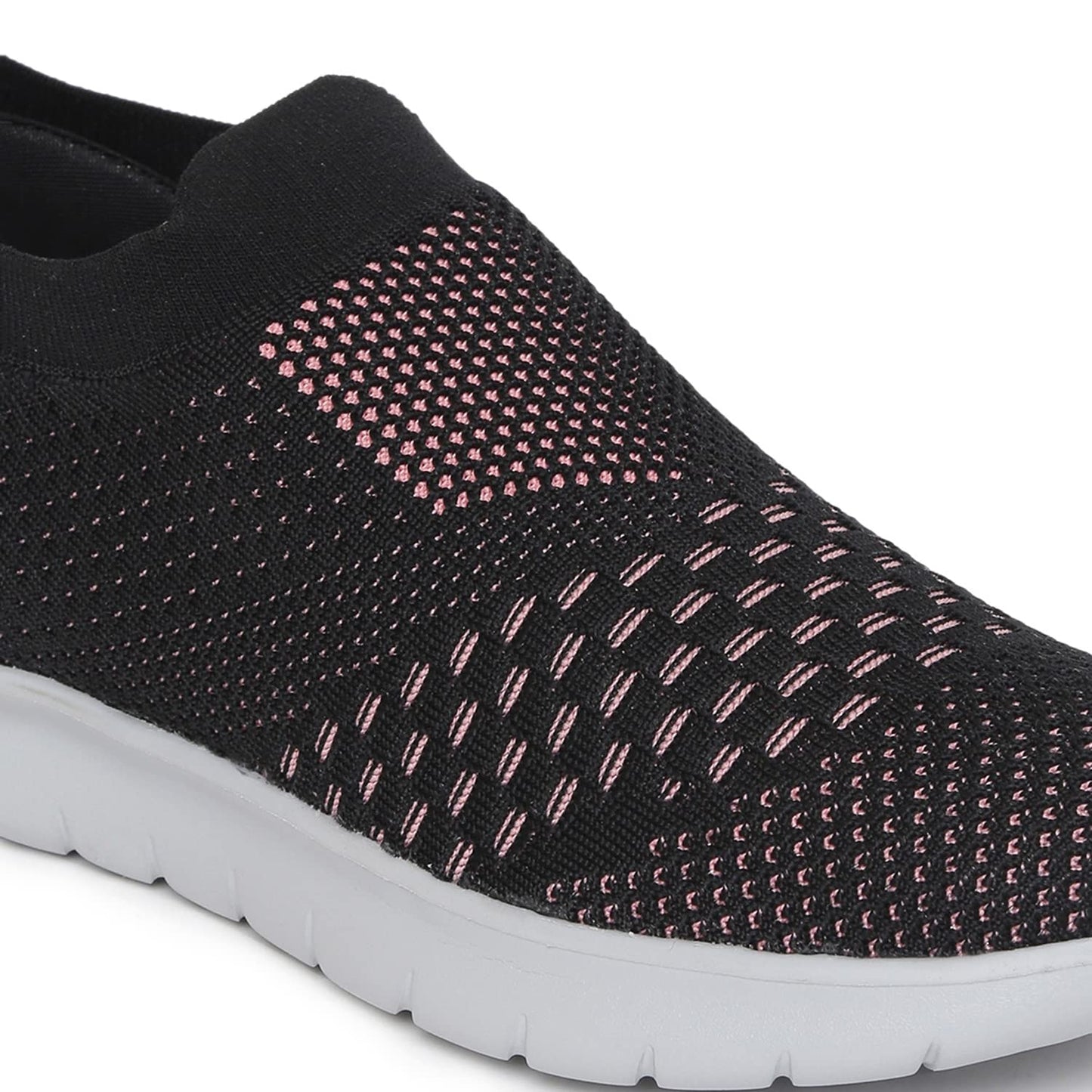 Marc Loire Women's Athleisure Knitted Active Wear Black Slip-On Shoes for Daily Walk, 3 UK