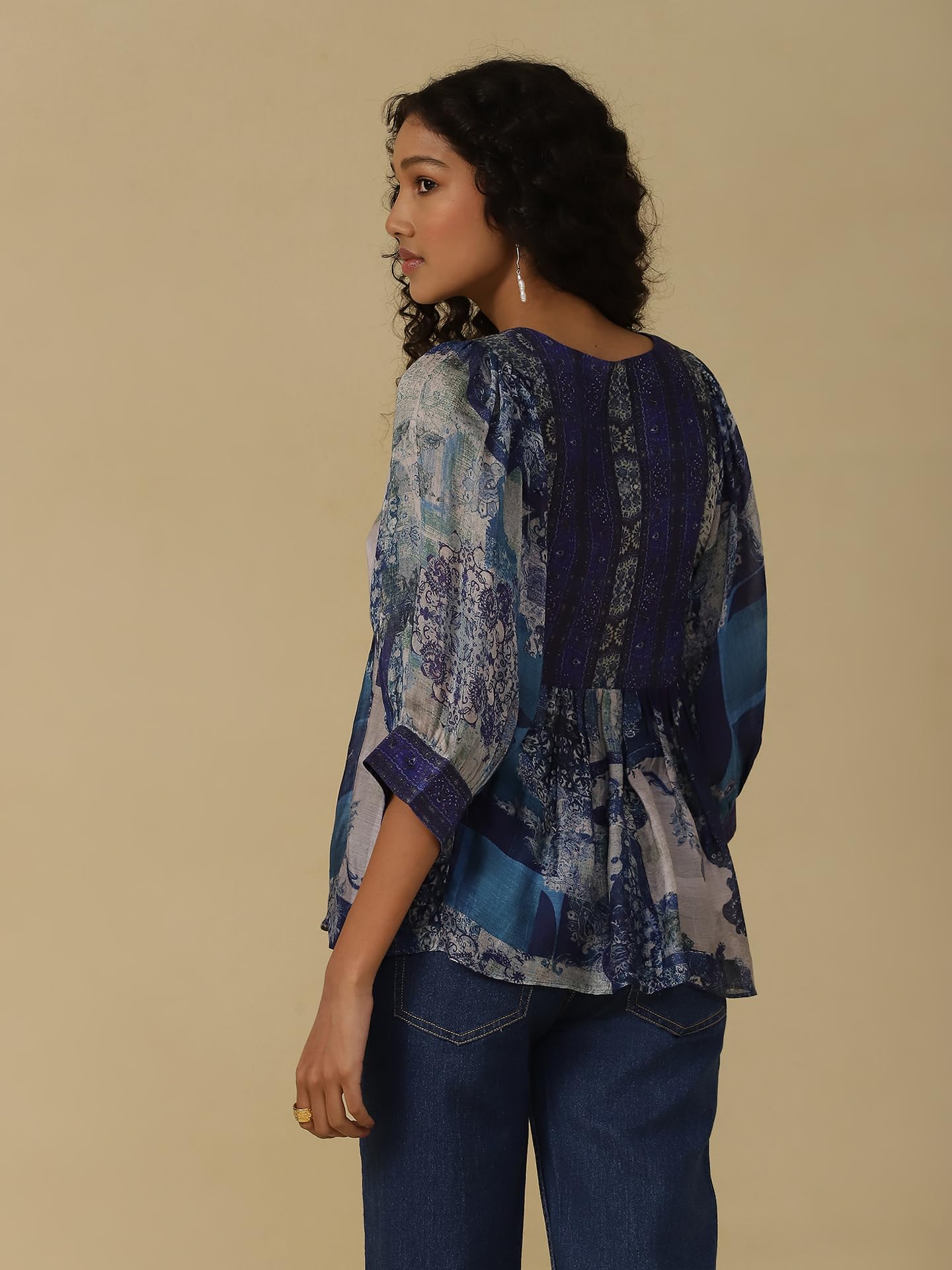 Aarke Ritu Kumar Blue Printed Top