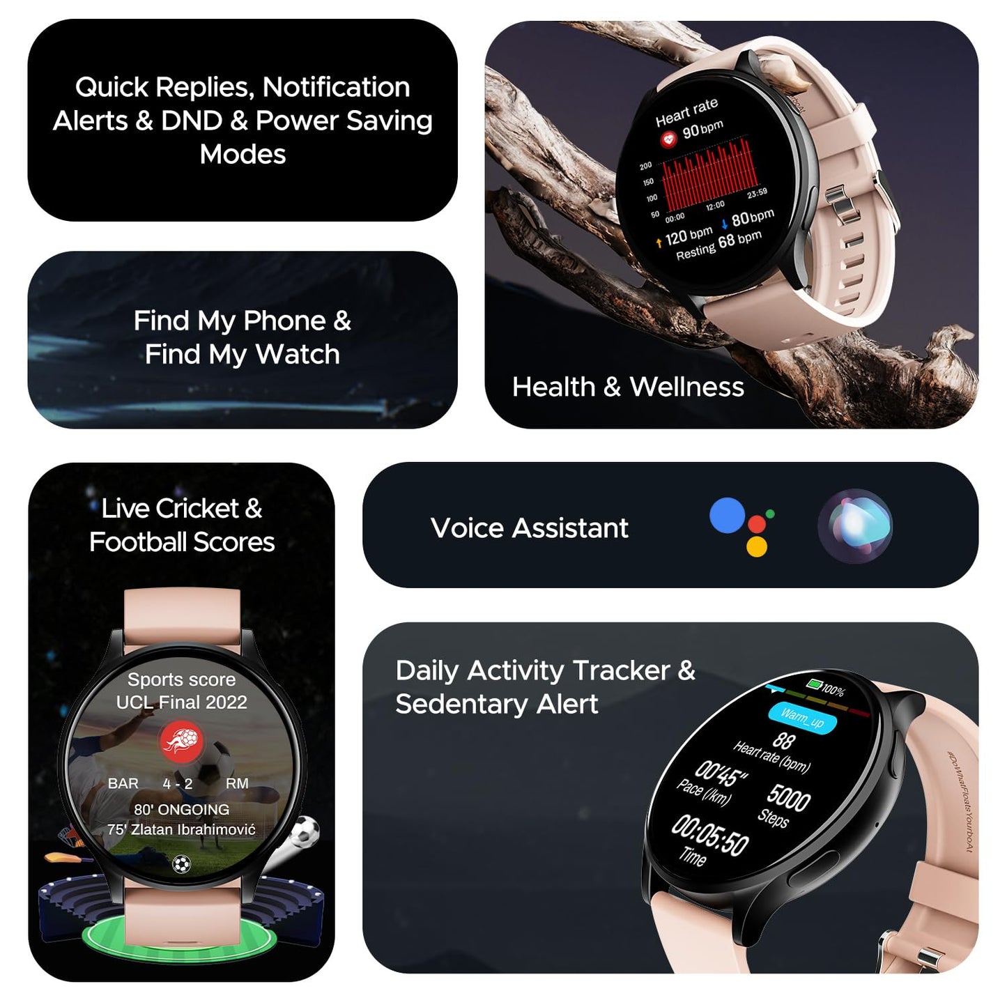 boAt Lunar Orb with 1.45" AMOLED Display, BT Calling, DIY Watch Face Studio, Coins, Crest App Health Ecosystem, Live Cricket & Football Scores, IP67, Smart Watch for Men & Women(Cherry Blossom)