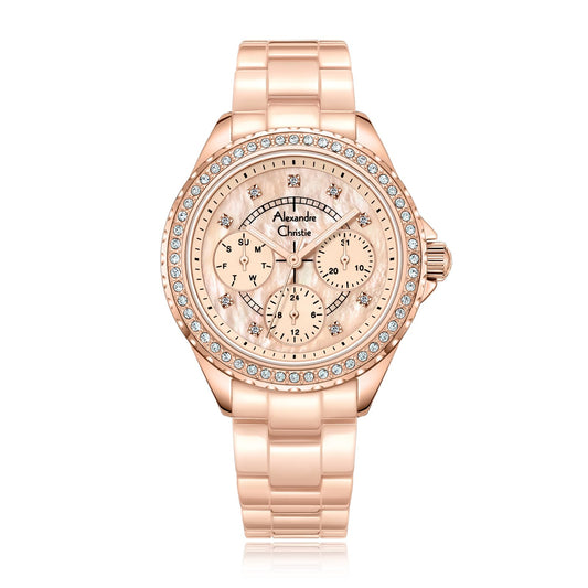 Alexandre Christie Multifunction Watch for Women - Grey Rose Gold