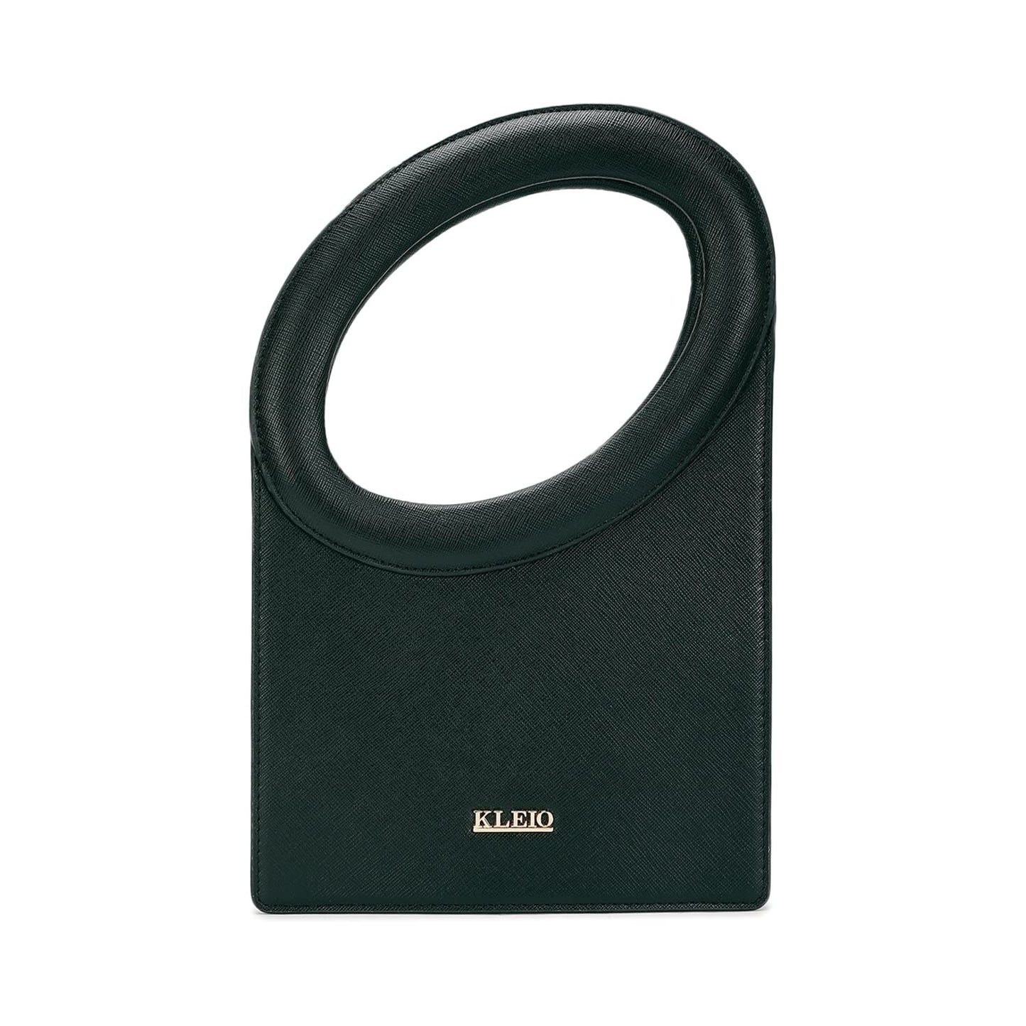 KLEIO Faux Leather Scupltural Shaped Top Handle Handbag with Detachable Sling for Women Ladies(HO9038KL-DG)(DARK GREEN)