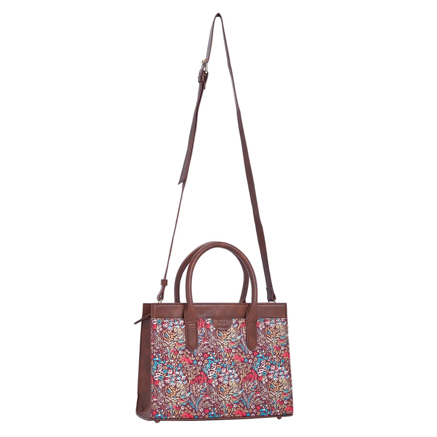 TEAL BY CHUMBAK Women's Handbag | Ladies Satchel Bag with Printed Canvas - Brown (Rainforest)