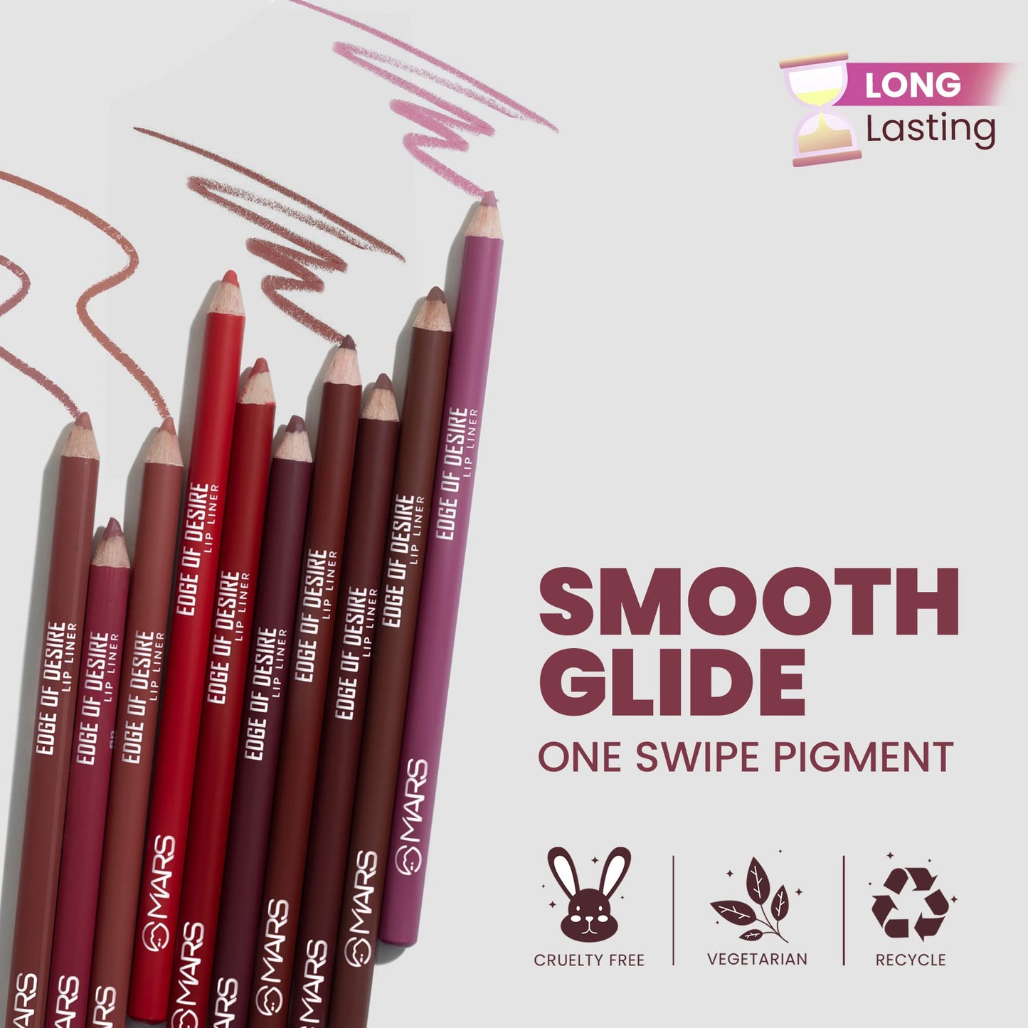MARS Matte Lip Liner | One Swipe Smooth Application | Long Lasting Lip Pencil | (1.4gm) (17-BARBIE BOLD)
