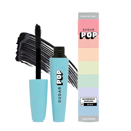 SUGAR POP Waterproof Mascara - 01 Black | Lengthening, Smudge-proof & Clump-free | 8 gms