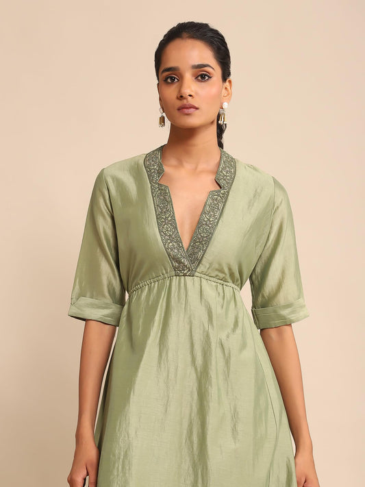 Ritu Kumar Green Solid Dress