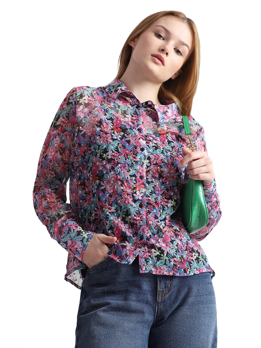 ONLY Women's Slim Fit Shirt (15324195-Dazzling Blue_Dazzling