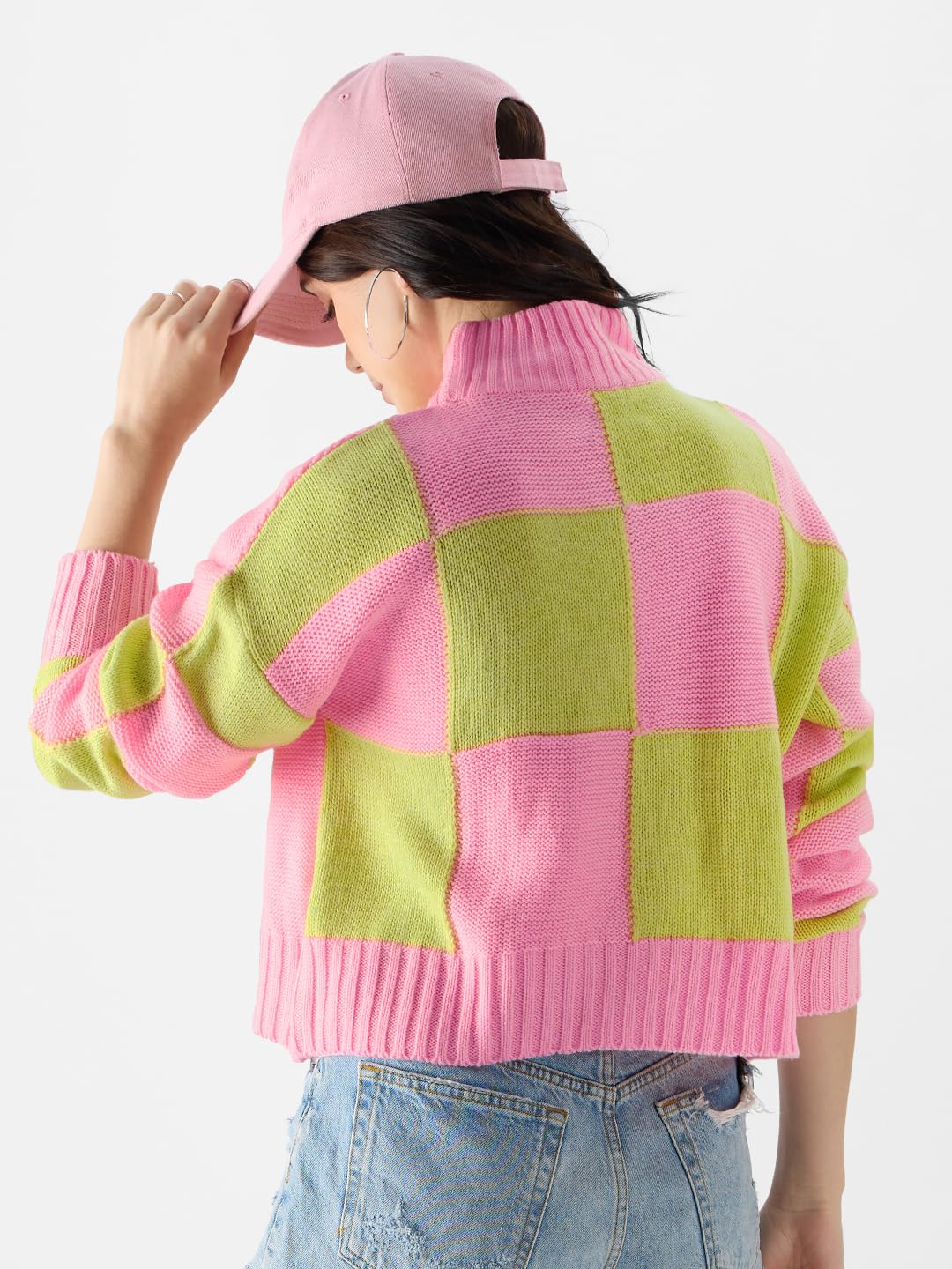 The Souled Store Colorblock: Candy Lime Women Turtle Neck Sweaters