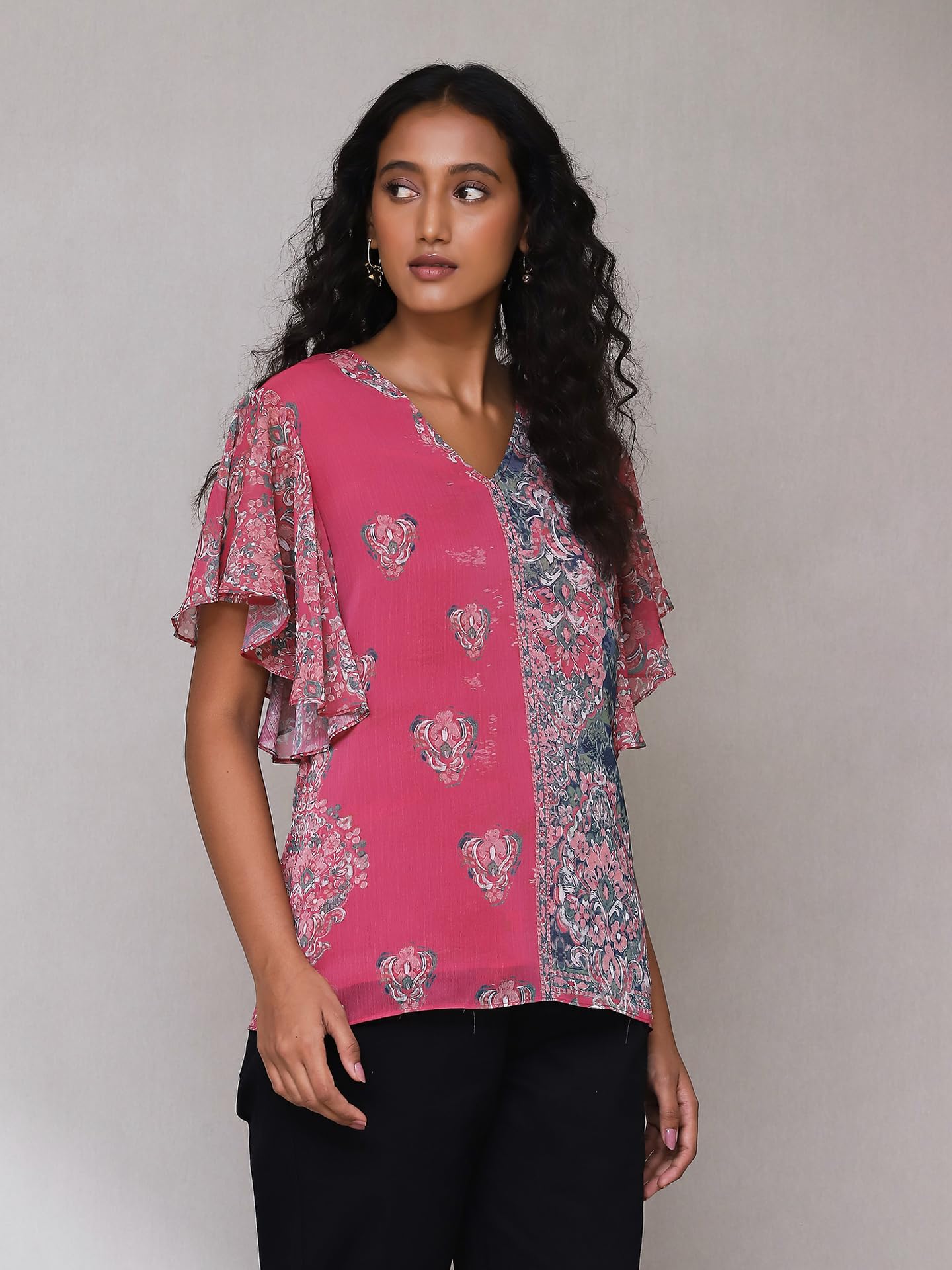 Aarke Ritu Kumar Pink Floral Print Top