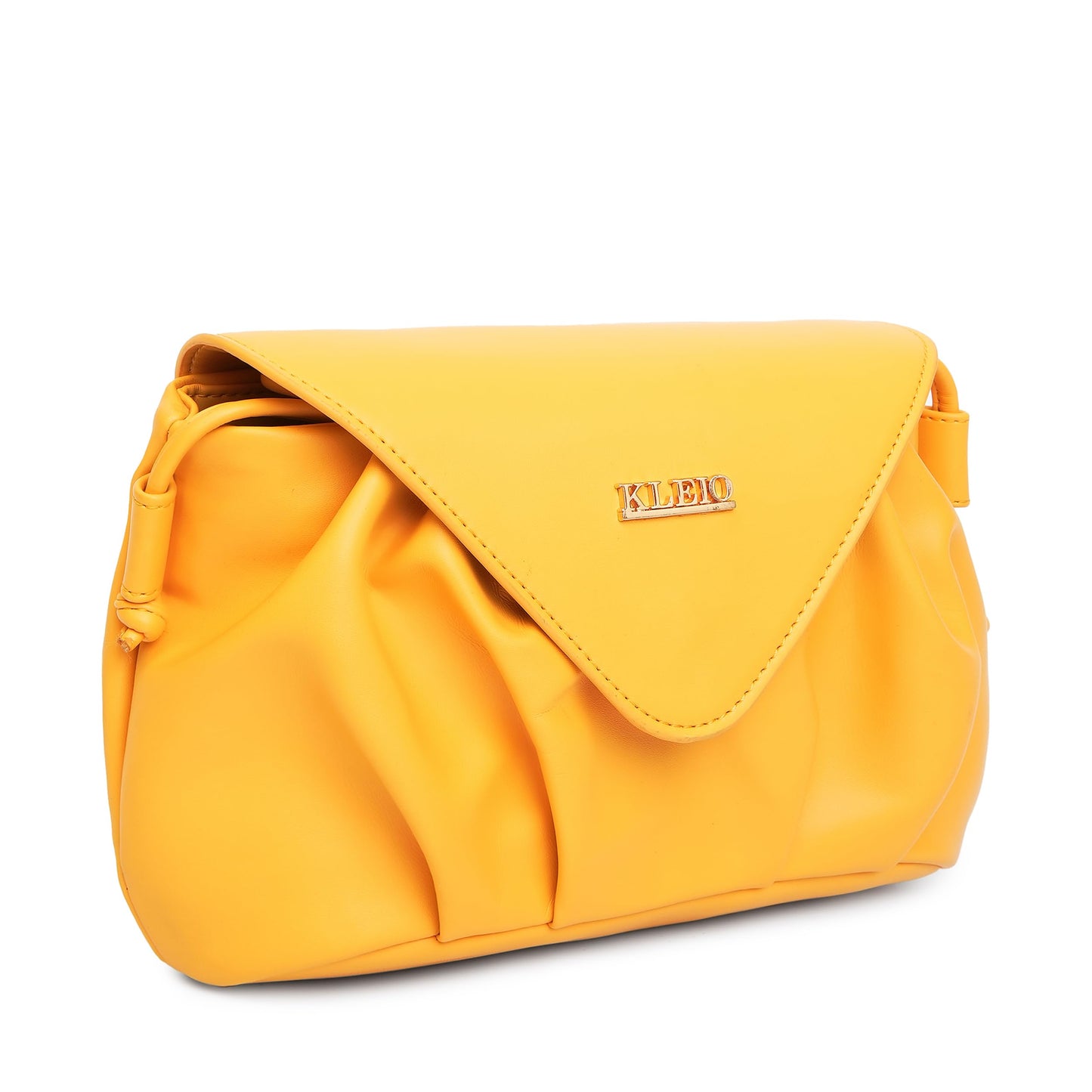 KLEIO Vegan Leather Pleated Elegant Sling Bag For Women with Magnet Flap Closure (Mustard)| Versatile Crossbody Bag for Girls for Everyday Use| Suitable for Travel, Office & College