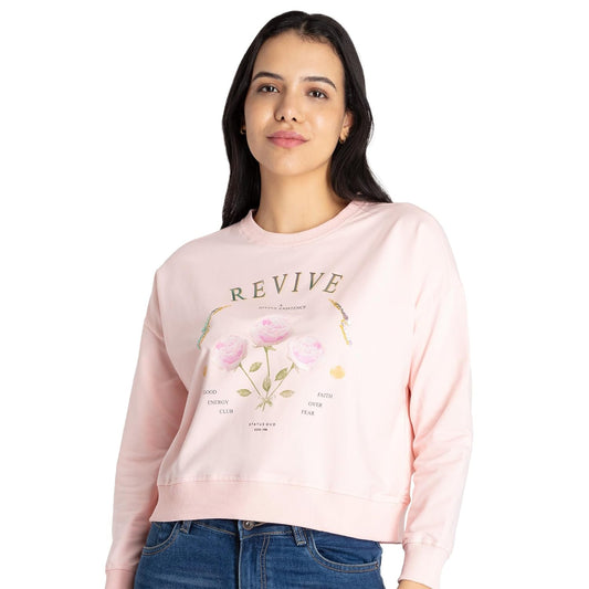 Status Quo Womens Solid Lightweight Sweatshirt Pink