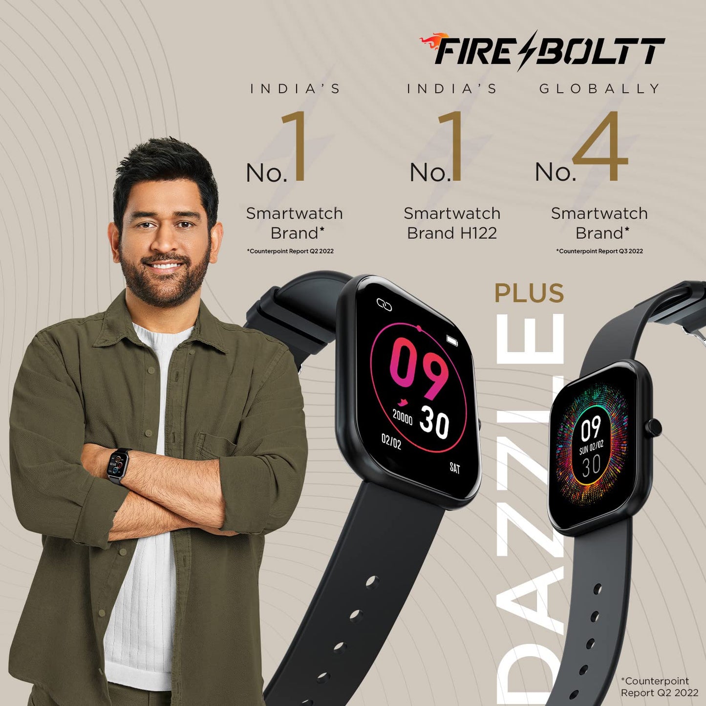 Fire-Boltt Dazzle 1.83" Smartwatch Full Touch Largest Borderless Display & 60 Sports Modes (Swimming) with IP68 Rating, Sp02 Tracking, Over 100 Cloud Based Watch Faces (Black)