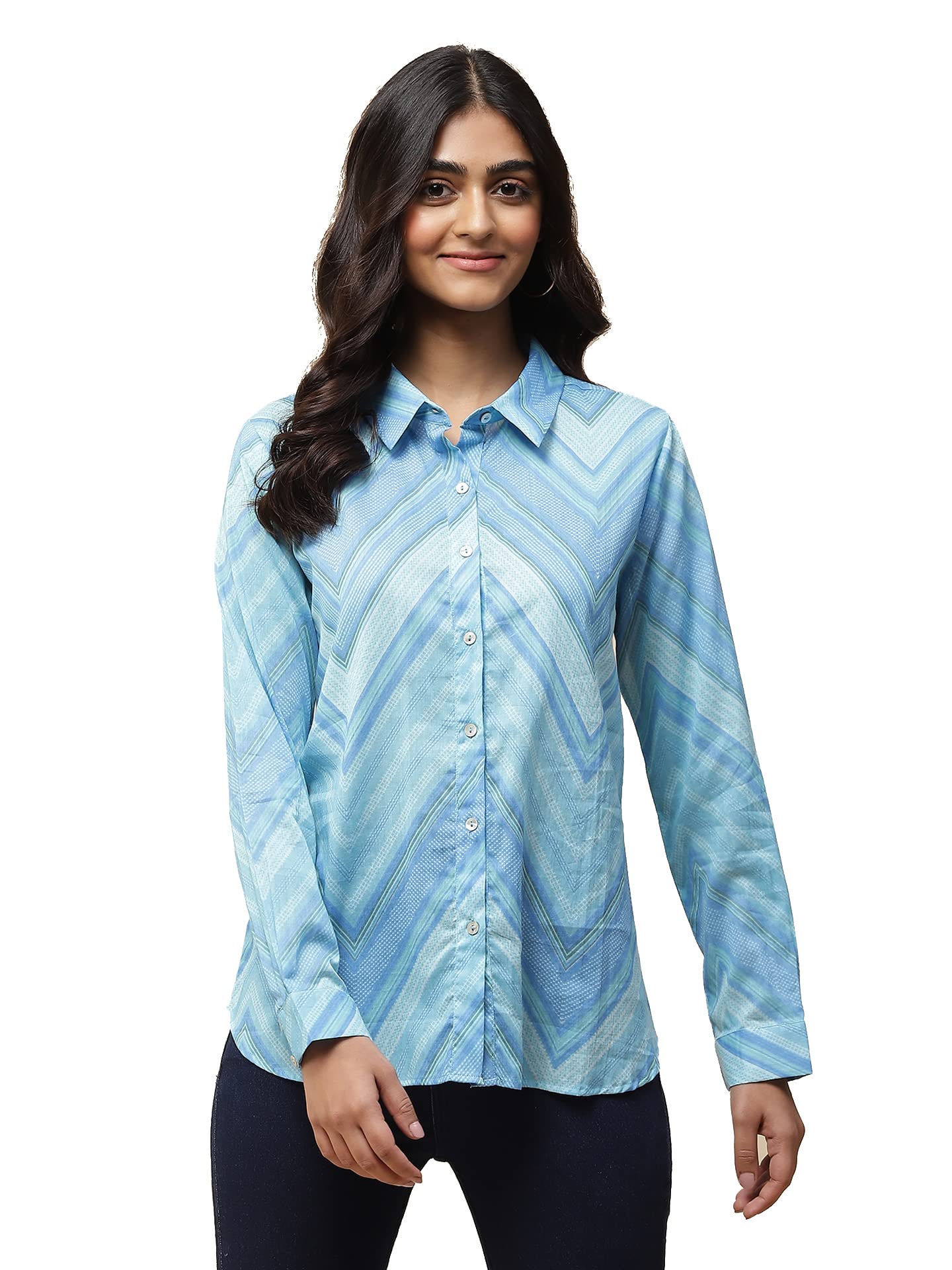 Aarke Ritu Kumar Blue Chevron Stripe Shirt