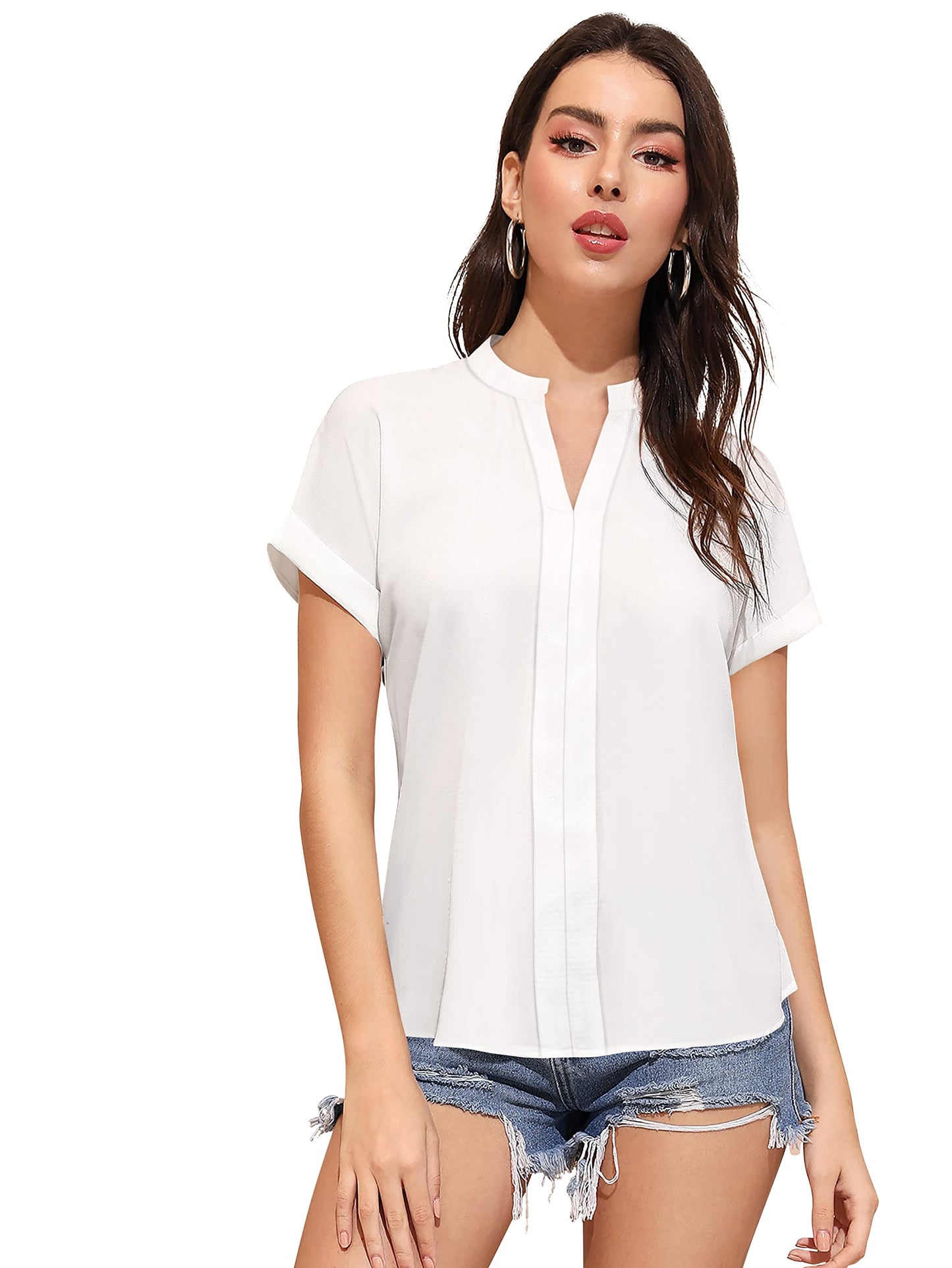 KERI PERRY Women's White Rayon Solid Straight Western Top | Winter Top | Western Top | Top for Women | Latest Women Top | Trendy Women Top