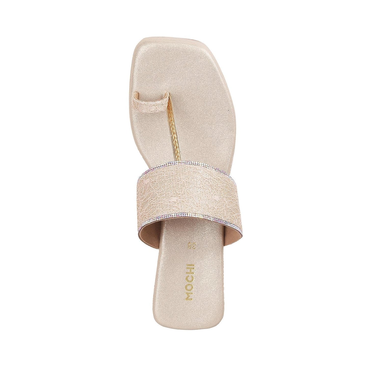Mochi Women Gold Wedge Heel Fashion Sandal