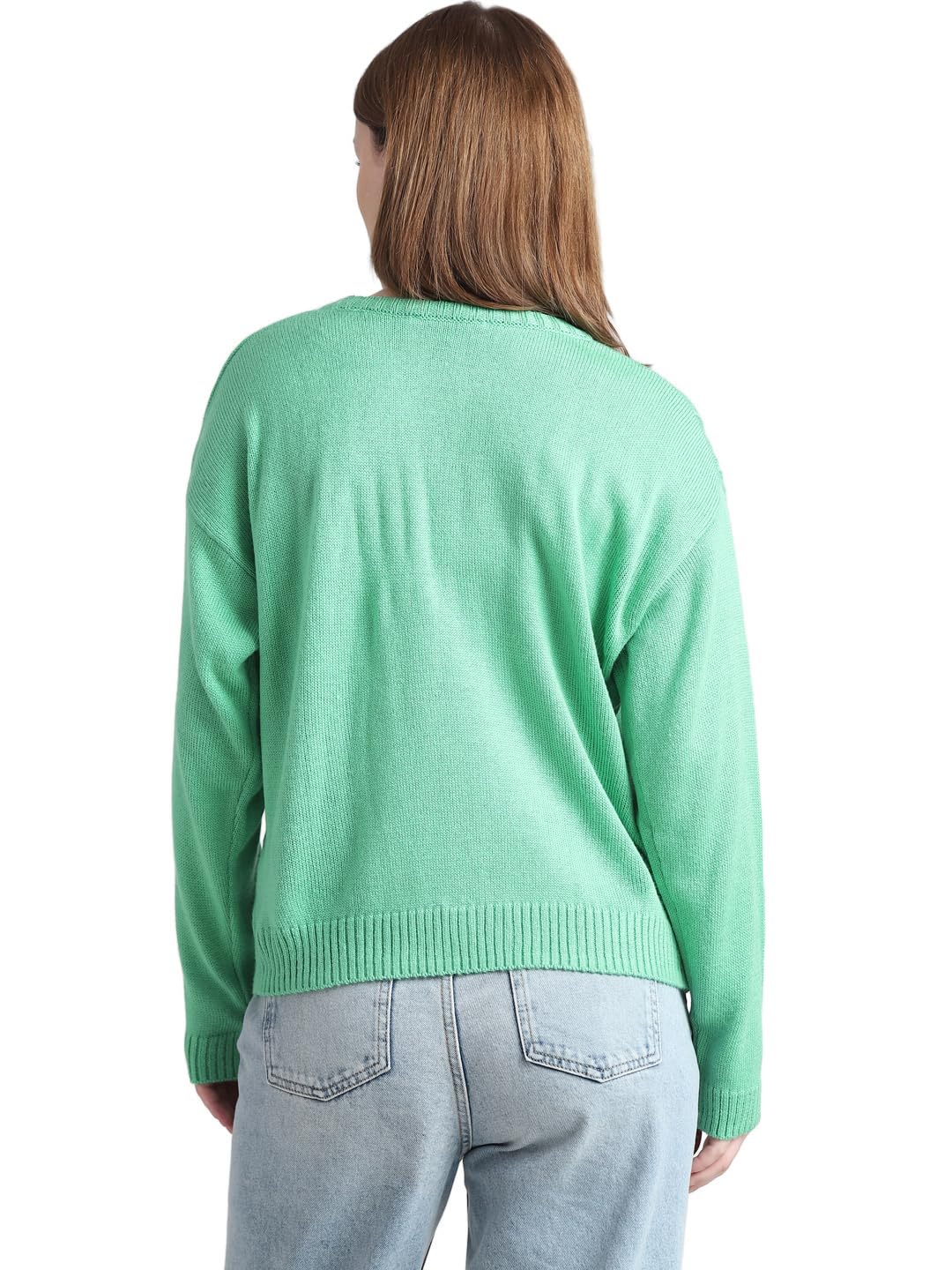 ONLY Women's Acrylic Round Neck Pullover Sweater (Feldspar)