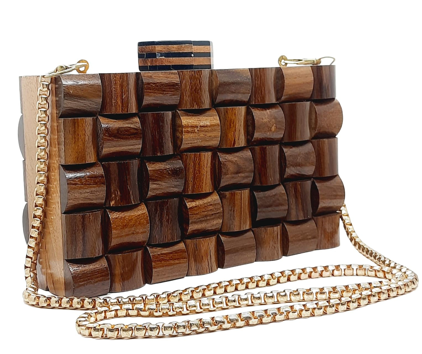 Trend Overseas Handmade Wooden Clutch Purse Bridal Clutch Handbag - Detachable Chain, Perfect for Any Model Cellphone