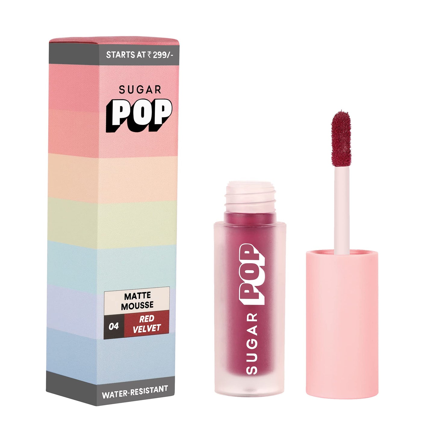 SUGAR POP Matte Mousse - 04 Red Velvet (Red) - 3.2 ml - Ultra-creamy, Rich Pigment, Water-resistant, Lightweight, Lasts up to 8 to 10 hours l Liquid Lipstick