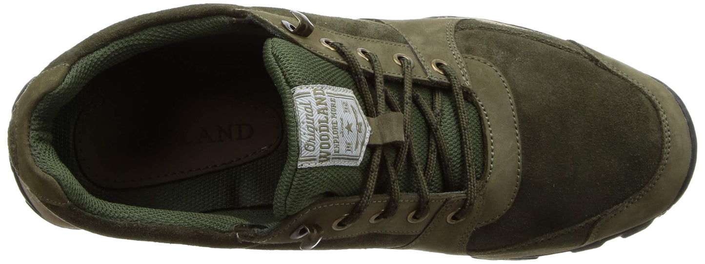 Woodland Men's Leather Sneaker (Olive Green)