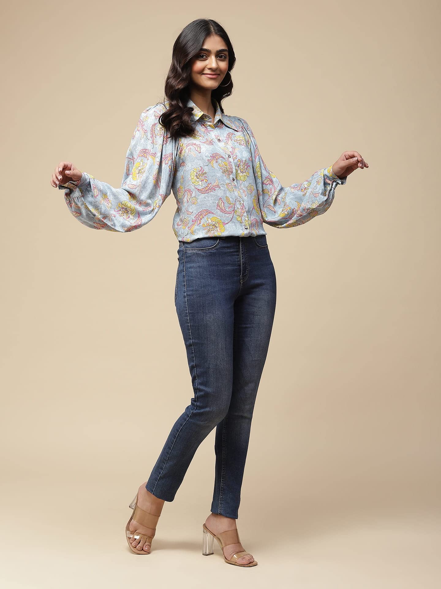 Aarke Ritu Kumar Blue Floral Print Shirt