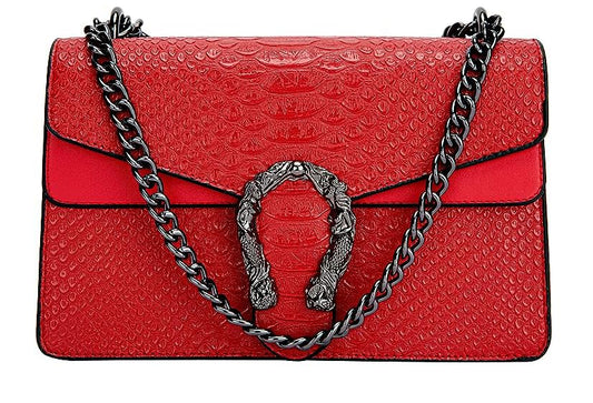 INOVERA Girls Cross-body Shoulder Sling Bag Clutch Purse With Adjustable Chain Strap (Red)